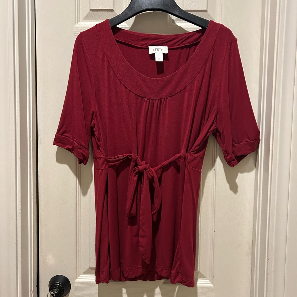 LOFT Red Tie-Waist Top